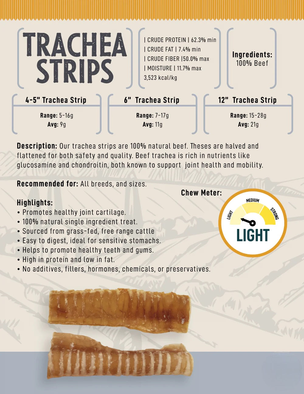 Beef Trachea Chips - 6 Inch